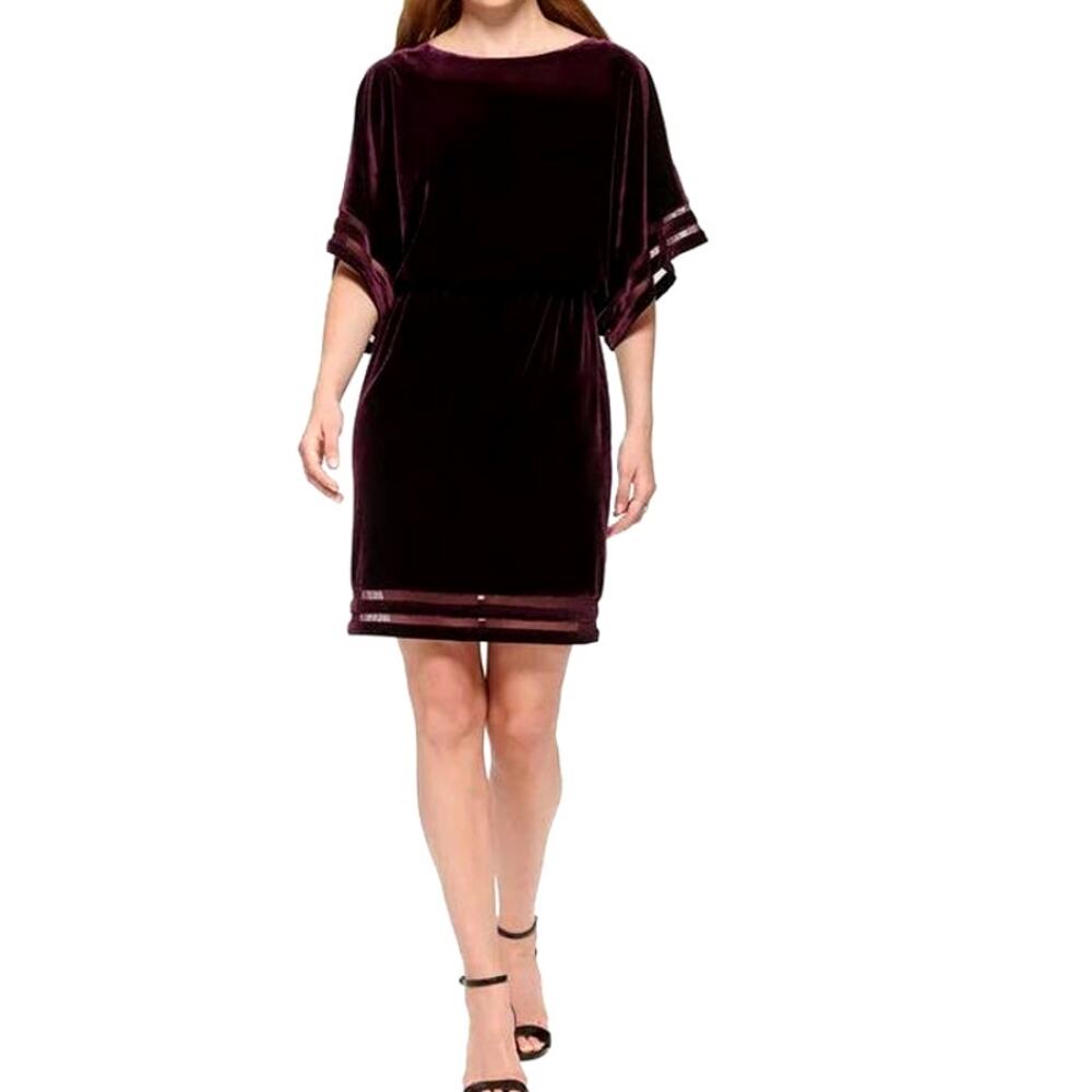 JESSICA HOWARD Women’s Petite 10 Velvet Knee-Length Stretchy Sheath Dress |NWT-
